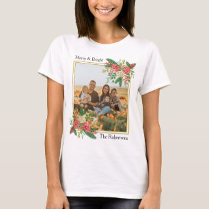 Camiseta Feriado da família de Rosas de felizes e de Aquare