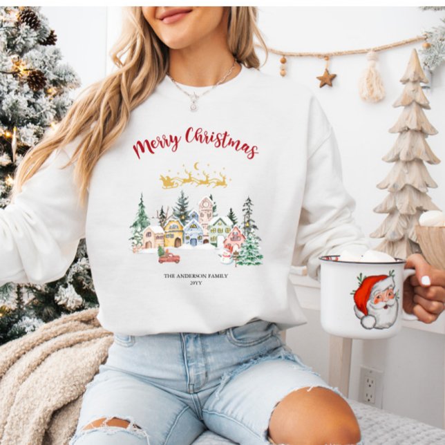 Camiseta Feriado da Família Rustic Snowy House (Criador carregado)