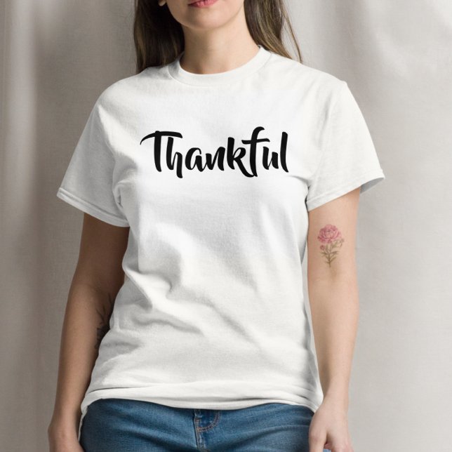 Camiseta Feriado de Ação de Graças Simples e Feliz Trendy W (Criador carregado)