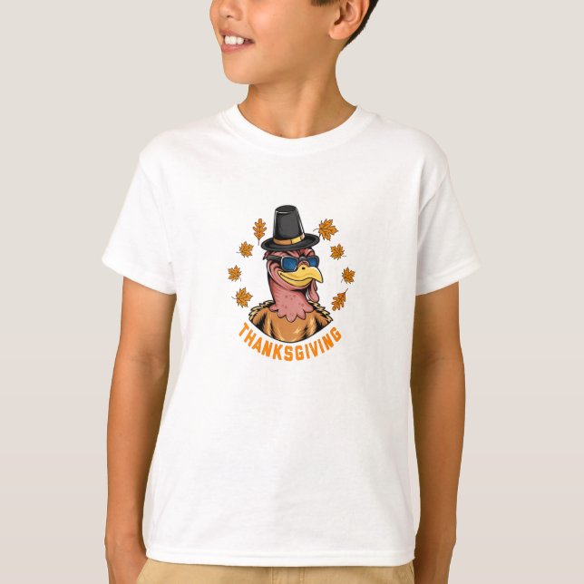 Camiseta Feriado de Ação de Graças Turquia Vestindo óculos  (Frente)