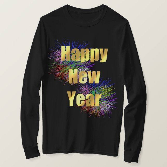 Camiseta Feriado de Ano Novo Feliz (Frente do Design)