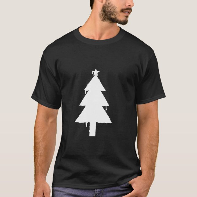Camiseta Feriado de Árvore de Natal Grunge para a Festa de  (Frente)