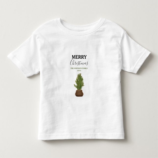 Camiseta Feriado de Árvore de Natal Russo Moderno (Frente)