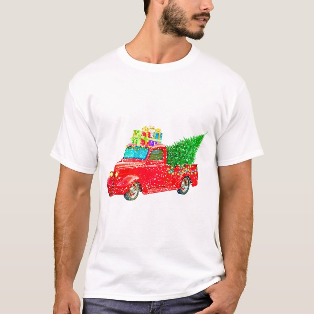 Camiseta Feriado de Carro Retro Natal (Frente)