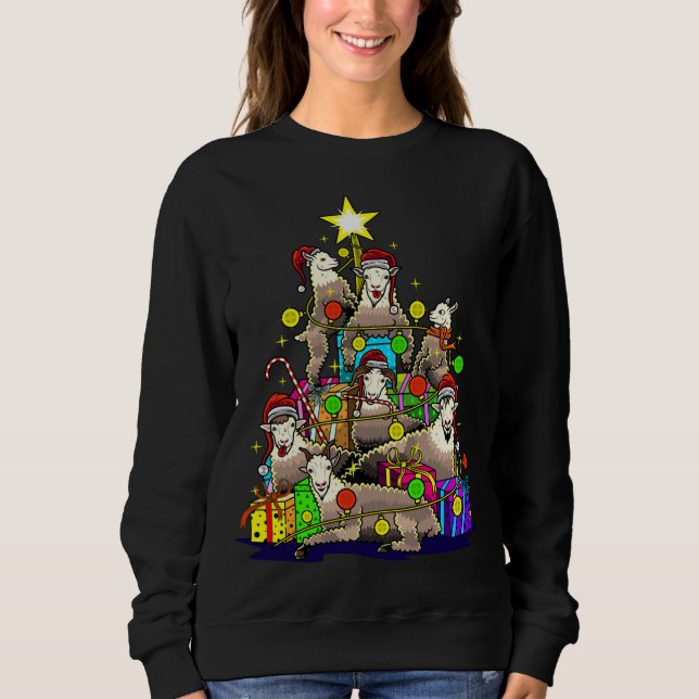 Camiseta Feriado de Fazenda de Goats de Árvore de Natal (Frente)