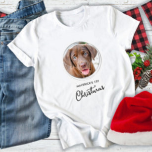 Camiseta Feriado de Foto Personalizada de Cão de Natal Pet