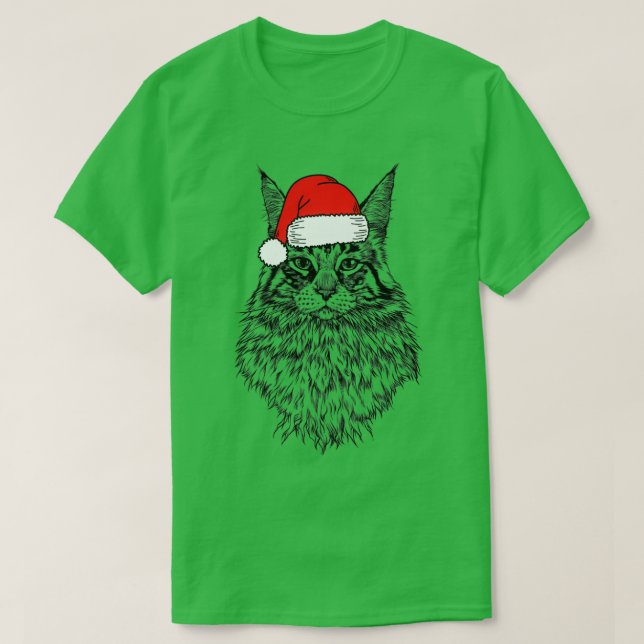Camiseta Feriado de Gato de Maine Coon Papais noeis de Nata (Frente do Design)
