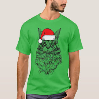 Camiseta Feriado de Gato de Maine Coon Papais noeis de Nata