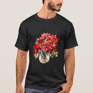 Camiseta Feriado de inverno de Poinsettia Red Christmas Flo