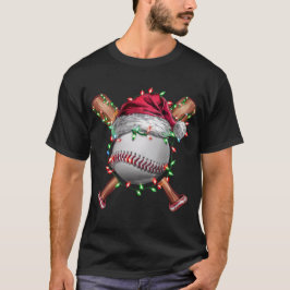 Camiseta Feriado de Natal com Papais noeis de Baseball no N