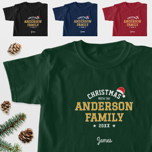 Camiseta Feriado de Natal da Família Nome Personalizado Ver