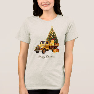 Camiseta Feriado de Natal de Caminhão Dourado