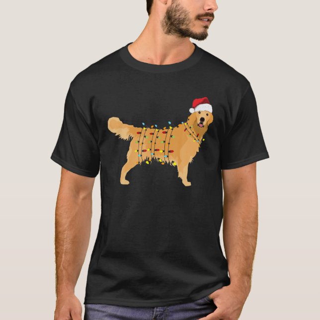 Camiseta Feriado de Natal de ouro para Retriever (Frente)