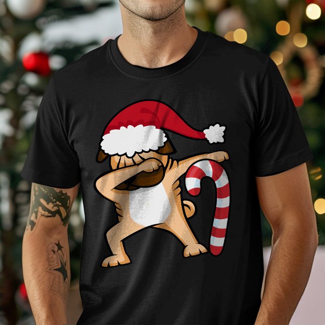Camiseta Feriado de Natal do Cachorro Dabbing Pug (Criador carregado)