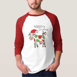 Camiseta Feriado de Natal do Cartoon Engraçado de Vaca