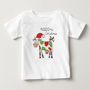Camiseta Feriado de Natal do Cartoon Engraçado de Vaca