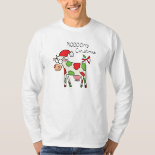Camiseta Feriado de Natal do Cartoon Engraçado de Vaca