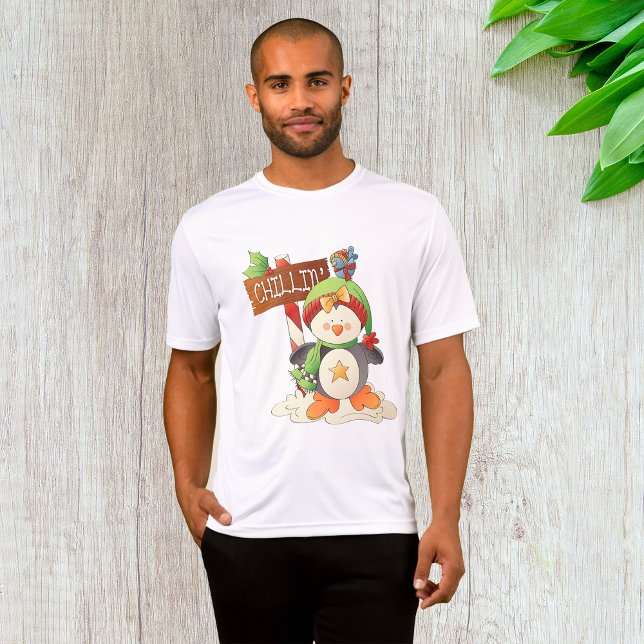 Camiseta Feriado de Natal do Pinguim e Pássaro (Criador carregado)