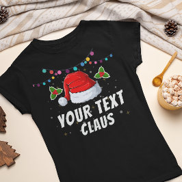 Camiseta Feriado de Natal do Santa Hat de Texto Personaliza