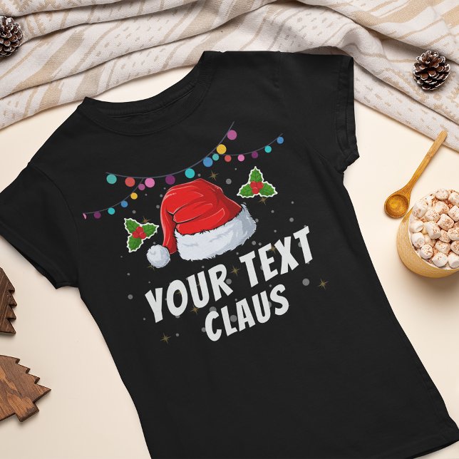 Camiseta Feriado de Natal do Santa Hat de Texto Personaliza (Criador carregado)
