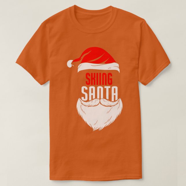 Camiseta Feriado de Natal do Skiing Papai Noel - Skiing Ski (Frente do Design)