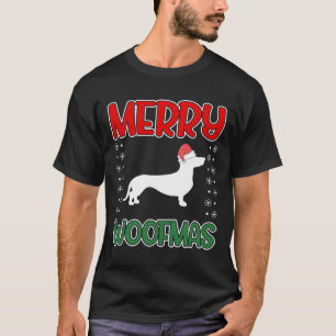 Camiseta Feriado de Natal do Woofmas Dachshund feliz