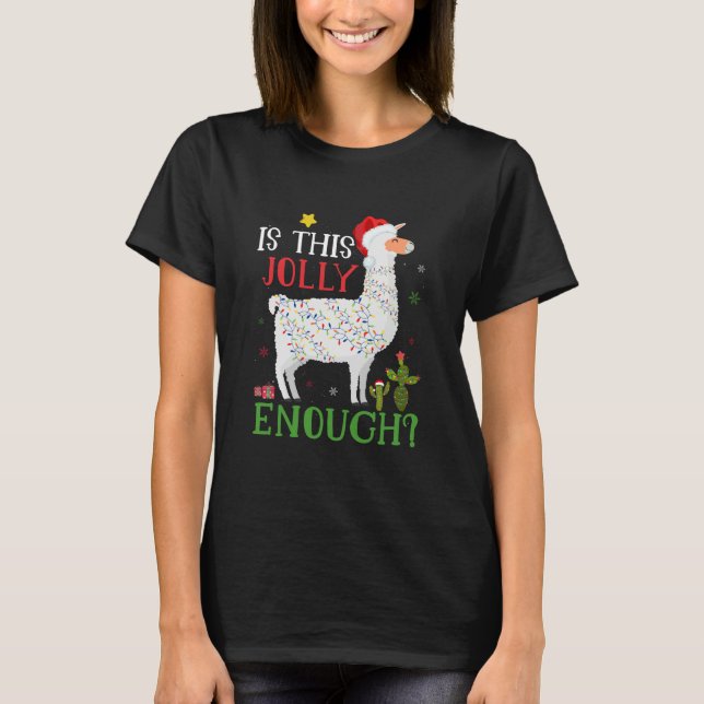 Camiseta Feriado De Natal Engraçado Do Llama É Jolly O Sufi (Frente)