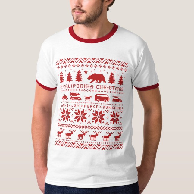 Camiseta Feriado de Natal Feio e Bonito da Califórnia (Frente)