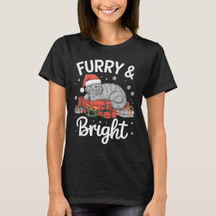 Camiseta Feriado de Natal Feriado Santa Holiday Gato Engraç