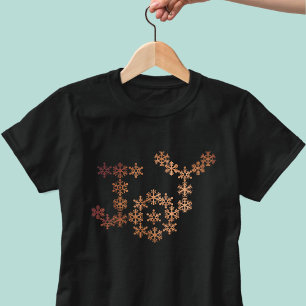 Camiseta Feriado de Natal Festivo de Joy Snowflake Rosa Dou