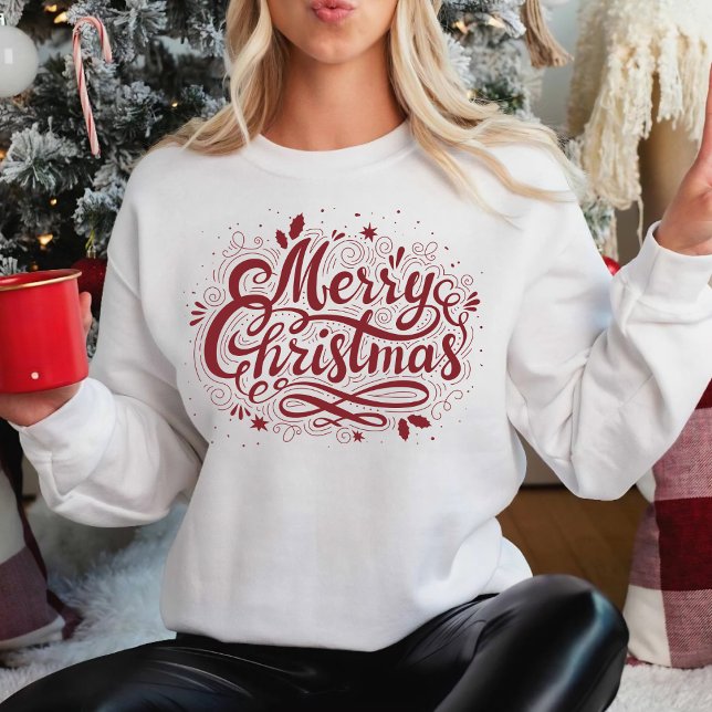 Camiseta Feriado De Natal Festivo E na moda (Stylish And Festive Merry Christmas Holiday Sweatshirt)