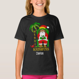 Camiseta Feriado de Natal Jamaicano Rasta Santa Claus