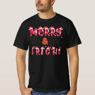 Camiseta Feriado de Natal Moderno e feliz Brilhante Preto