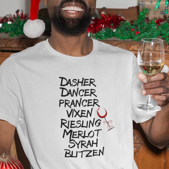 Camiseta Feriado de Natal Nomes de Reinador de Vinho Engraç (Criador carregado)