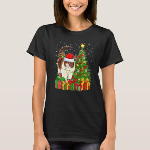 Camiseta Feriado de Natal Papai Noel Gato Persa Árvore de N
