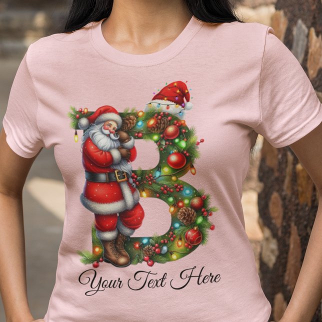 Camiseta Feriado de Natal para Monograma de Papais noeis Pe (Criador carregado)