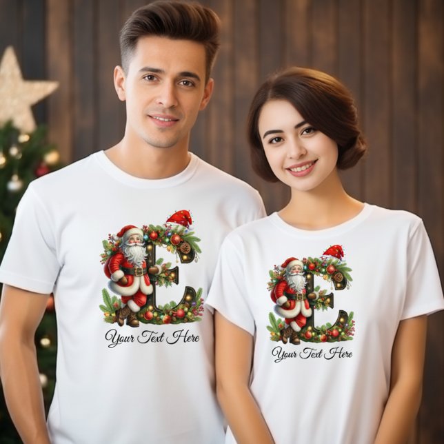 Camiseta Feriado de Natal para Monograma de Papais noeis Pe (Criador carregado)
