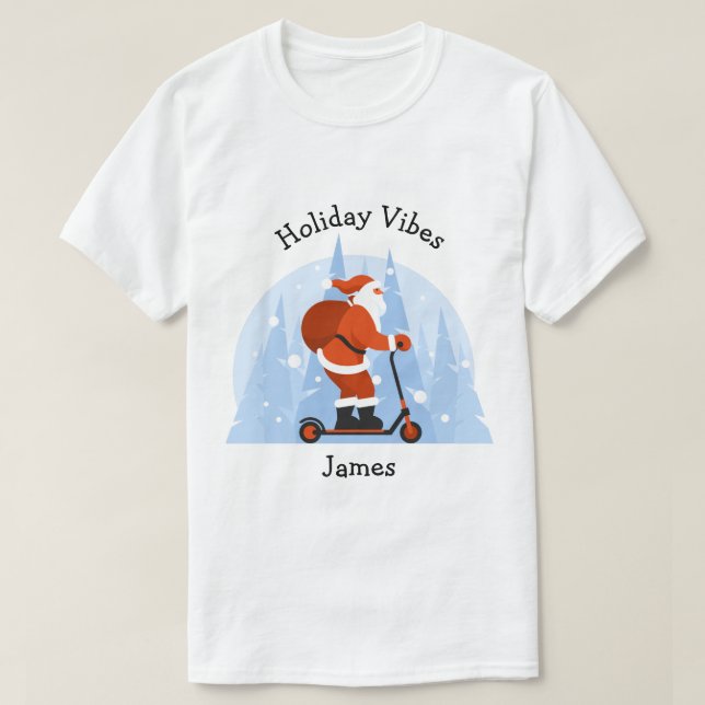 Camiseta Feriado de Natal para Papais noeis Modernos Engraç (Frente do Design)