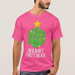 Camiseta Feriado de Natal RPG de Dice Lado 20 feliz Critmas