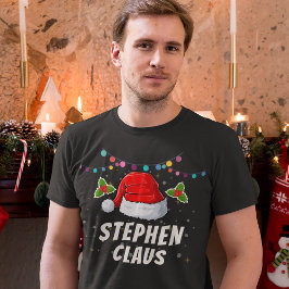 Camiseta Feriado de Natal Santa Hat com Nome Personalizado