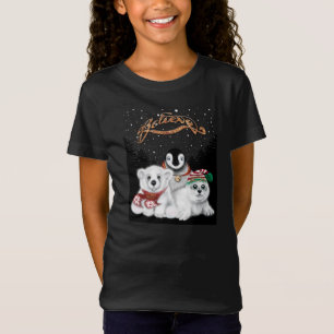 Camiseta Feriado de Natal urso do Pólo Norte foca pinguim