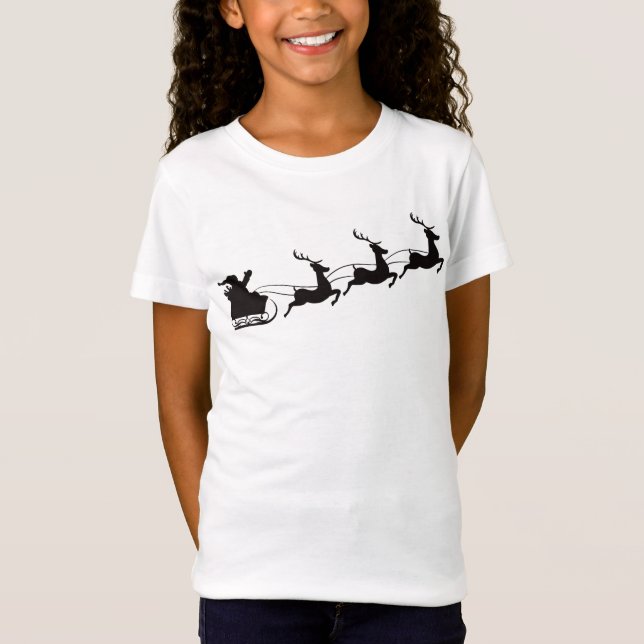 Camiseta Feriado de Papais noeis de Natal Sleigh e Reindeer (Frente)