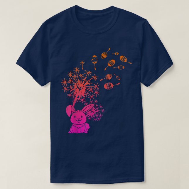 Camiseta Feriado de Páscoa Bunny Dandelion Coelho Bonito Fe (Frente do Design)