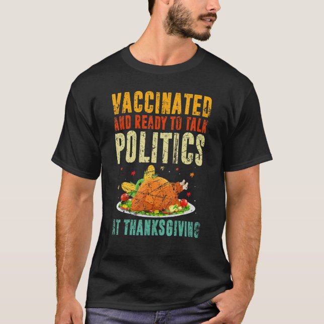 Camiseta Feriado de Política de Conversações Vacinado Vi (Frente)