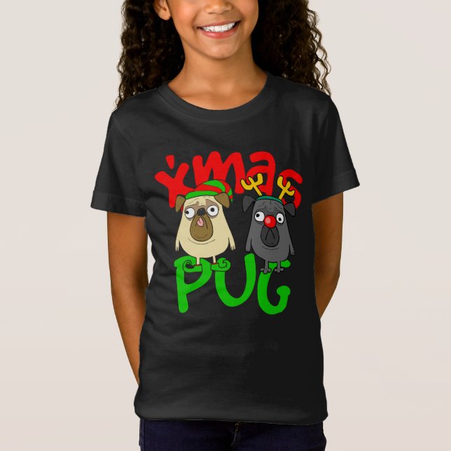 Camiseta Feriado de Presente no Cachorro Pug Pug Natal do N (Frente)