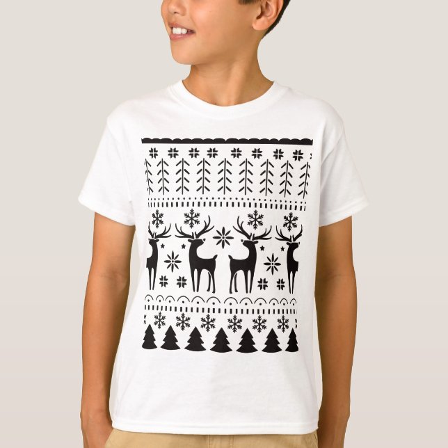 Camiseta Feriado de Reindeer de Natal para o Folk Modern (Frente)