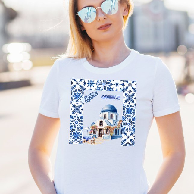 Camiseta Feriado de Verão da Grécia Santorini (Criador carregado)