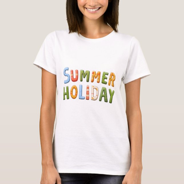 Camiseta Feriado de Verão - Texto de Feriado de Verão Vibra (Frente)