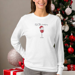 Camiseta Feriado de Vinho de Santa Hat da temporada