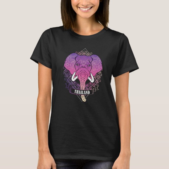 Camiseta Feriado do Backpacker Elefante de Mandala na Tailâ (Frente)